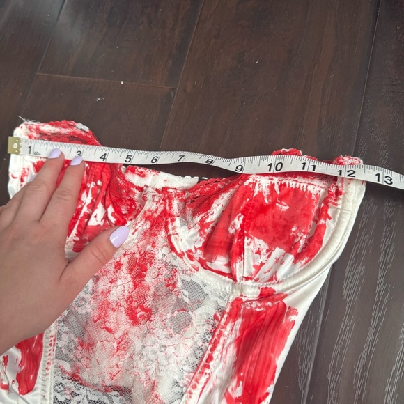 Dolls kill tricks n treats Halloween Red and White bloody Lace Bustier Top M - Picture 3 of 5
